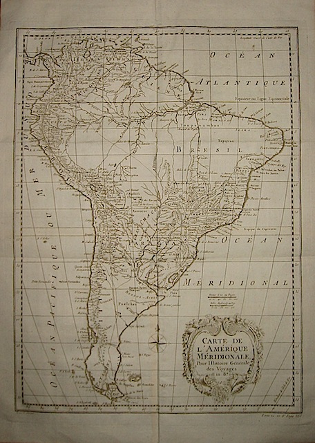 Bellin Jacques-Nicolas (1703-1772) Carte de l'Amérique Méridionale... 1750 ca. Parigi